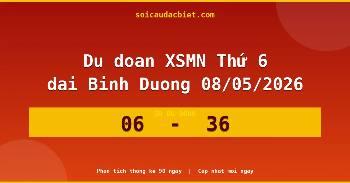 Dự đoán XSMN Thứ 6 đài Bình Dương 08/05 chuẩn xác nhất