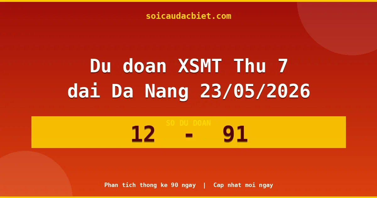 Dự đoán XSMT Thứ 7 đài Đà Nẵng 23/05 chuẩn xác nhất