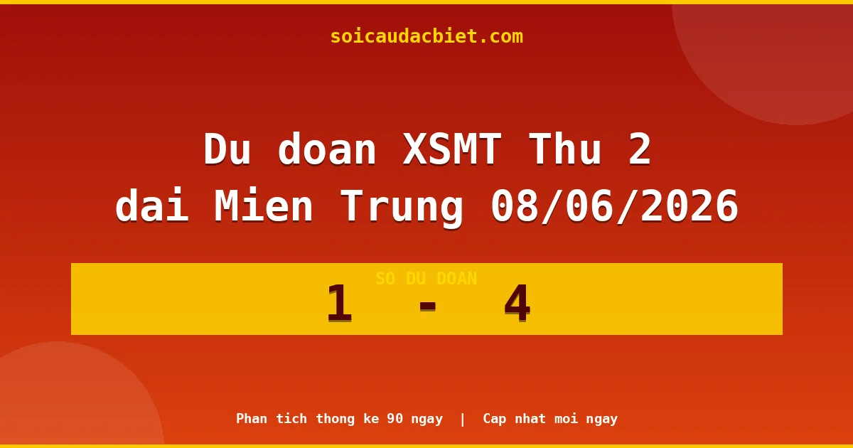 Soi cầu đầu đặc biệt 3 ngày Miền Trung hôm nay ngày 08/06/2026
