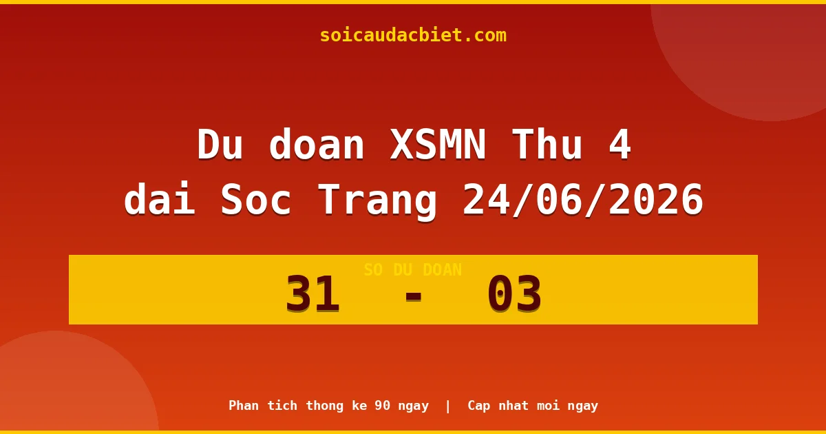 Dự đoán XSMN Thứ 4 đài Sóc Trăng 24/06 chuẩn xác nhất