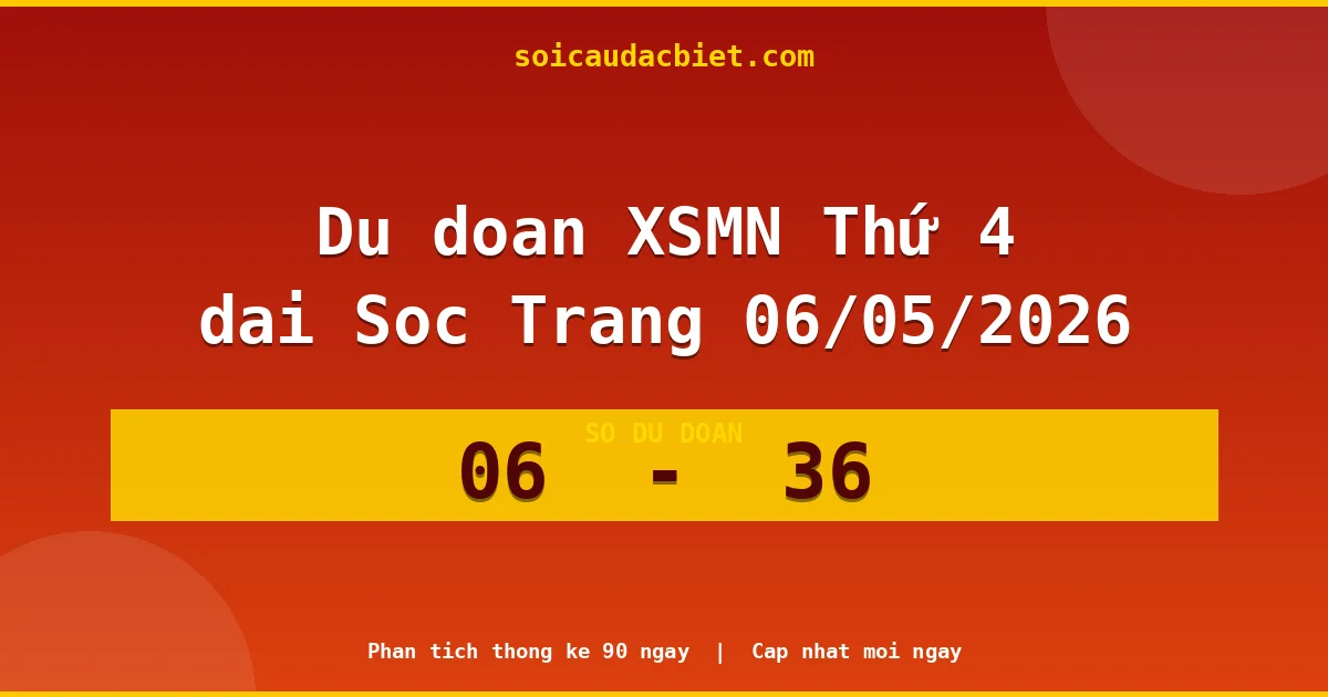 Dự đoán XSMN Thứ 4 đài Sóc Trăng 06/05 chuẩn xác nhất