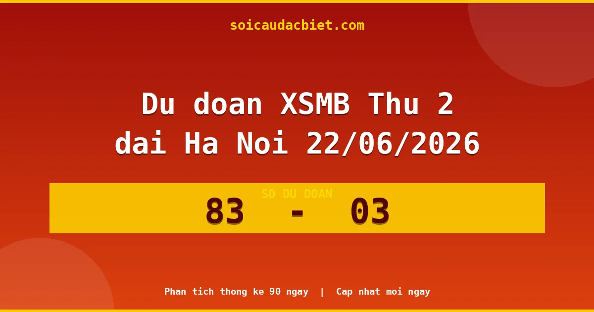 Dự đoán XSMB Thứ 2 đài Hà Nội 22/06 chuẩn xác nhất