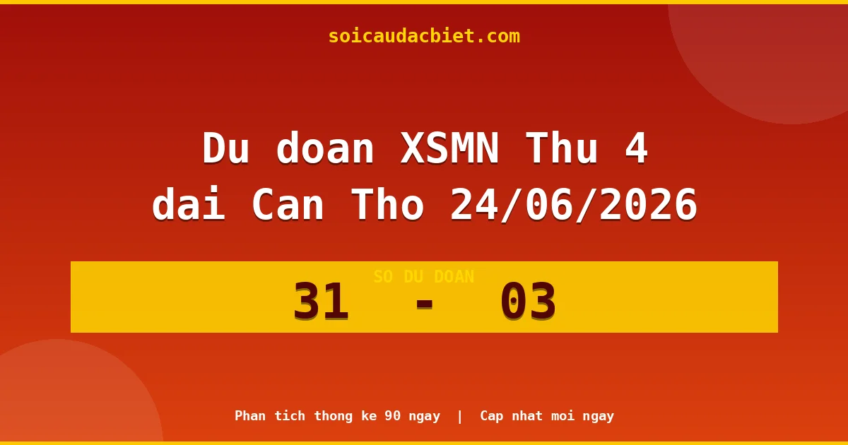 Dự đoán XSMN Thứ 4 đài Cần Thơ 24/06 chuẩn xác nhất