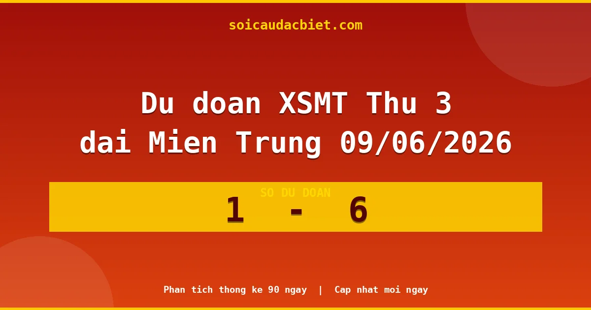 Soi cầu đầu đặc biệt 3 ngày Miền Trung hôm nay ngày 09/06/2026