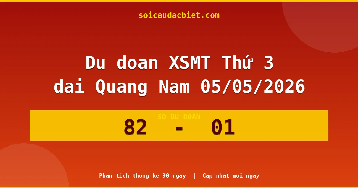 Dự đoán XSMT Thứ 3 đài Quảng Nam 05/05 chuẩn xác nhất