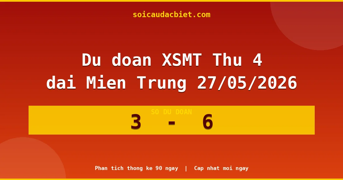 Soi cầu đầu đặc biệt 3 ngày Miền Trung hôm nay ngày 27/05/2026