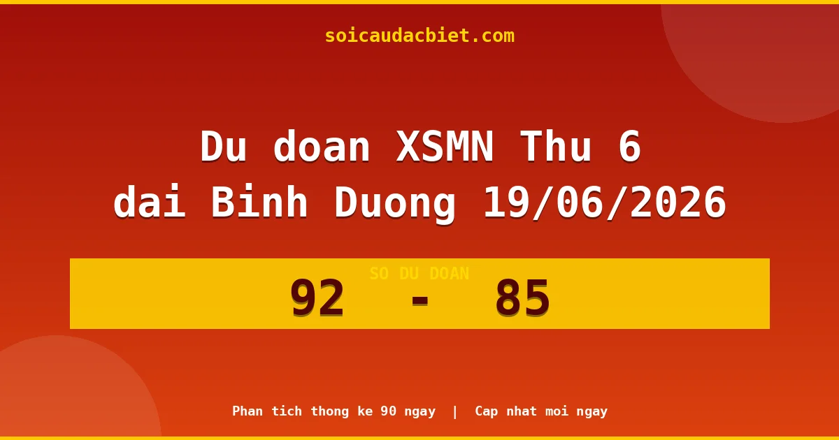 Dự đoán XSMN Thứ 6 đài Bình Dương 19/06 chuẩn xác nhất