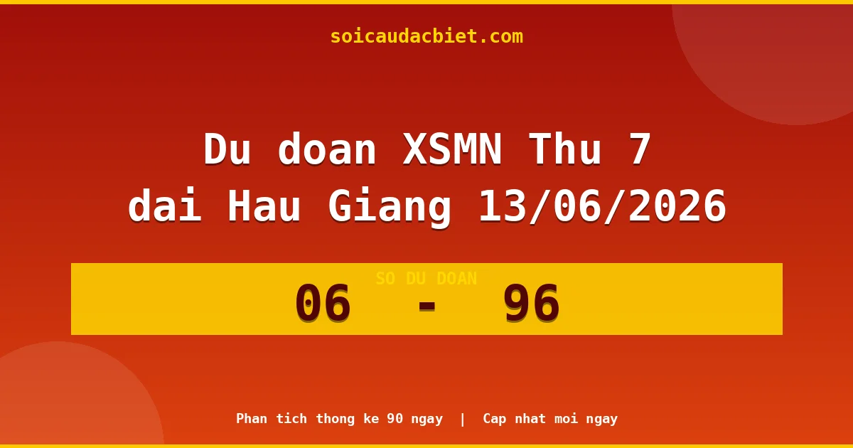 Dự đoán XSMN Thứ 7 đài Hậu Giang 13/06 chuẩn xác nhất
