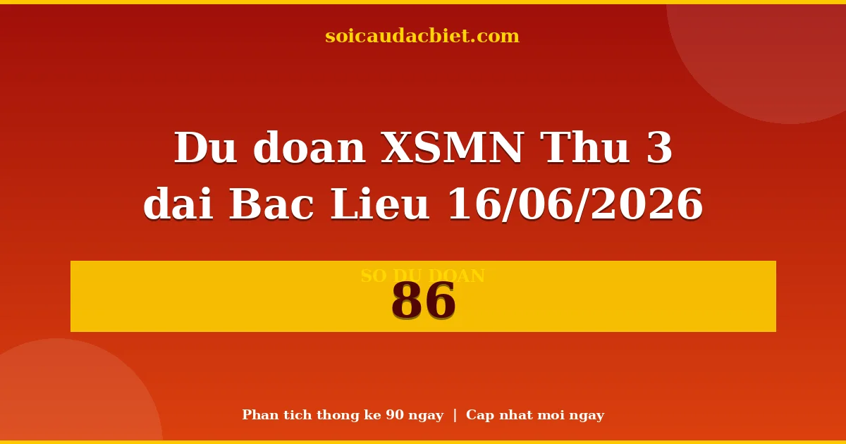 KQXS Bạc Liêu Thứ 3 16/06 — Kết quả xổ số Bạc Liêu hôm nay