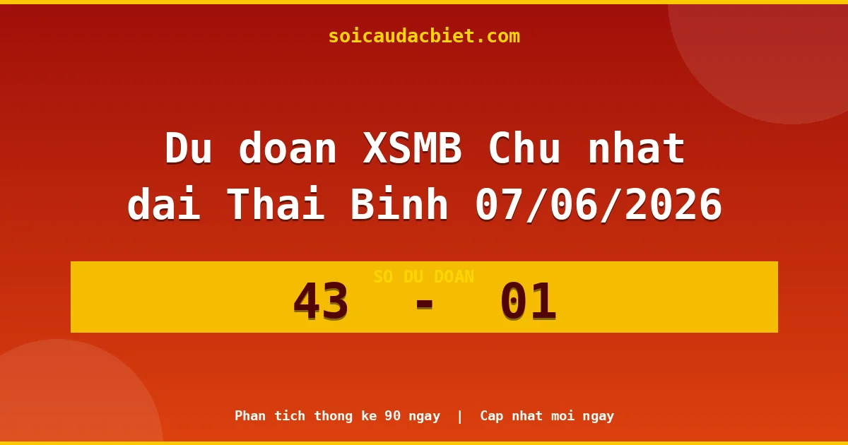 Dự đoán XSMB Chủ nhật đài Thái Bình 07/06 chuẩn xác nhất