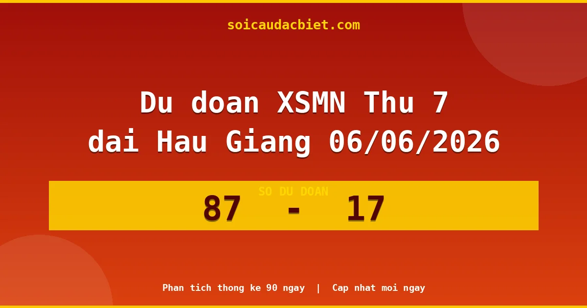 Dự đoán XSMN Thứ 7 đài Hậu Giang 06/06 chuẩn xác nhất