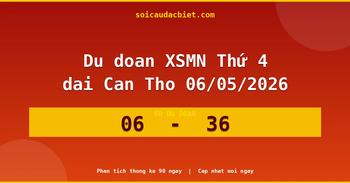 Dự đoán XSMN Thứ 4 đài Cần Thơ 06/05 chuẩn xác nhất