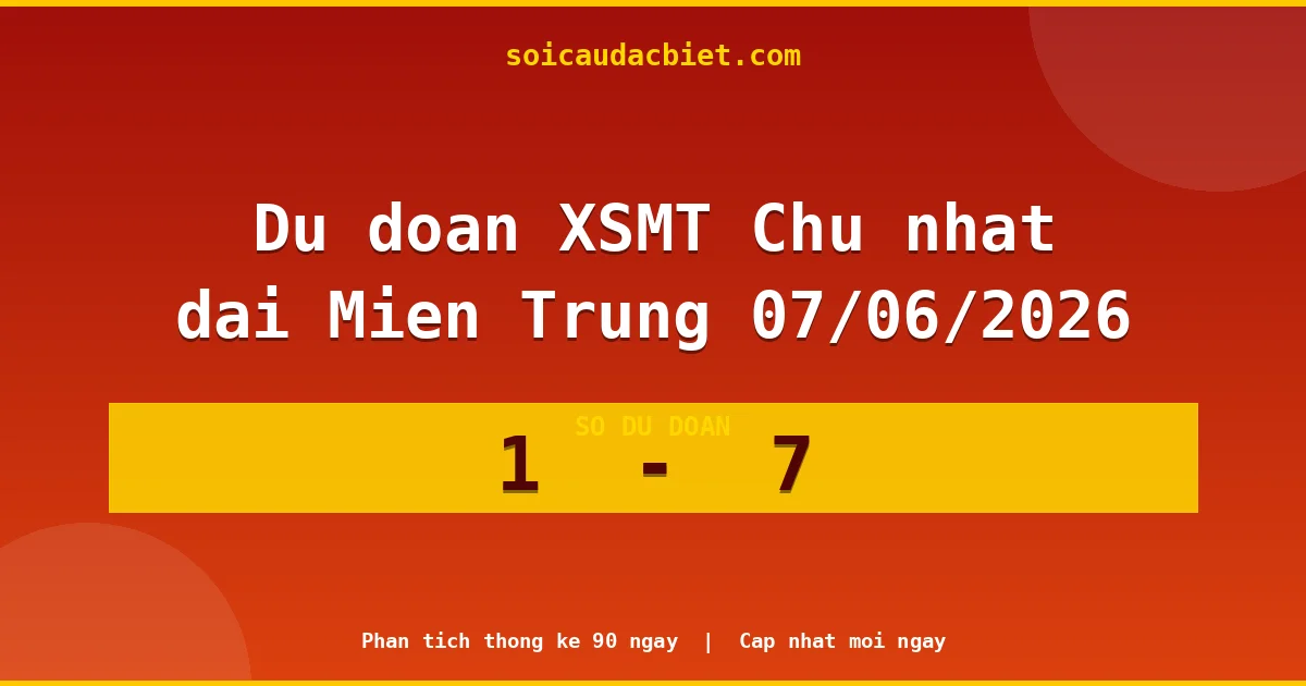 Soi cầu đầu đặc biệt 3 ngày Miền Trung hôm nay ngày 07/06/2026