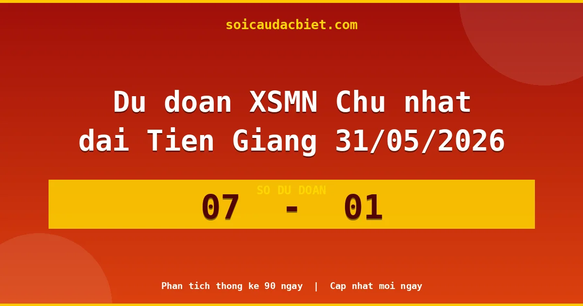 Dự đoán XSMN Chủ nhật đài Tiền Giang 31/05 chuẩn xác nhất