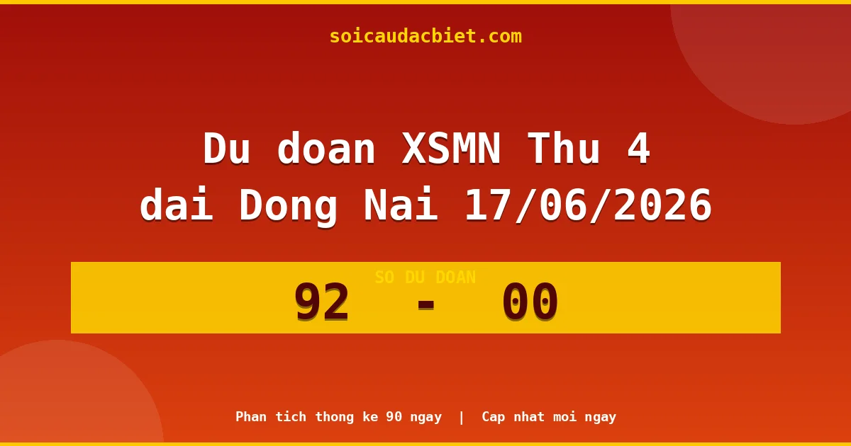 Dự đoán XSMN Thứ 4 đài Đồng Nai 17/06 chuẩn xác nhất
