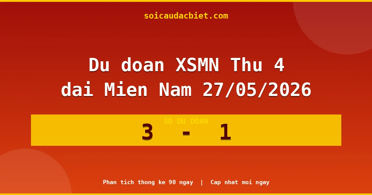 Soi cầu đầu đặc biệt 3 ngày Miền Nam hôm nay ngày 27/05/2026