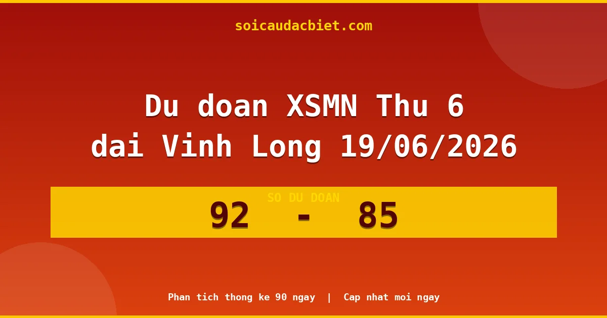 Dự đoán XSMN Thứ 6 đài Vĩnh Long 19/06 chuẩn xác nhất