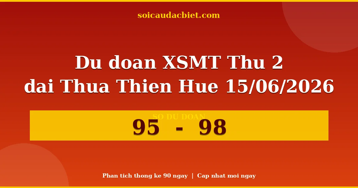 Dự đoán XSMT Thứ 2 đài Thừa Thiên Huế 15/06 chuẩn xác nhất