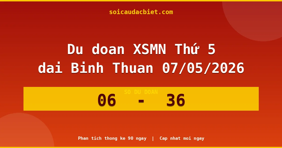 Dự đoán XSMN Thứ 5 đài Bình Thuận 07/05 chuẩn xác nhất