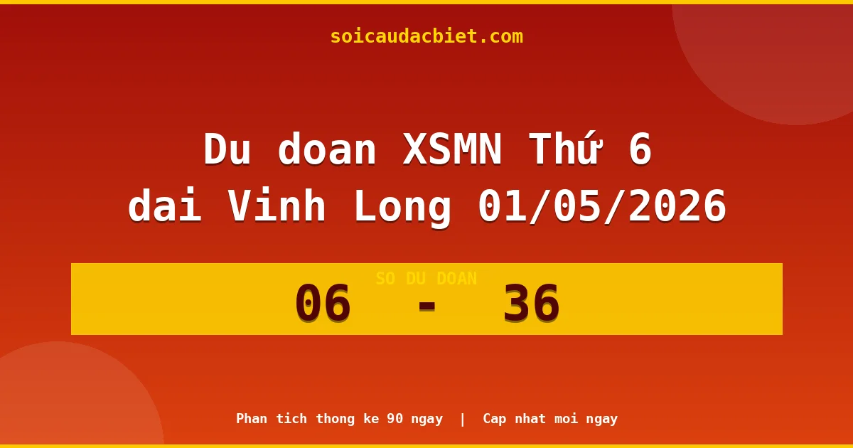 Dự đoán XSMN Thứ 6 đài Vĩnh Long 01/05 chuẩn xác nhất