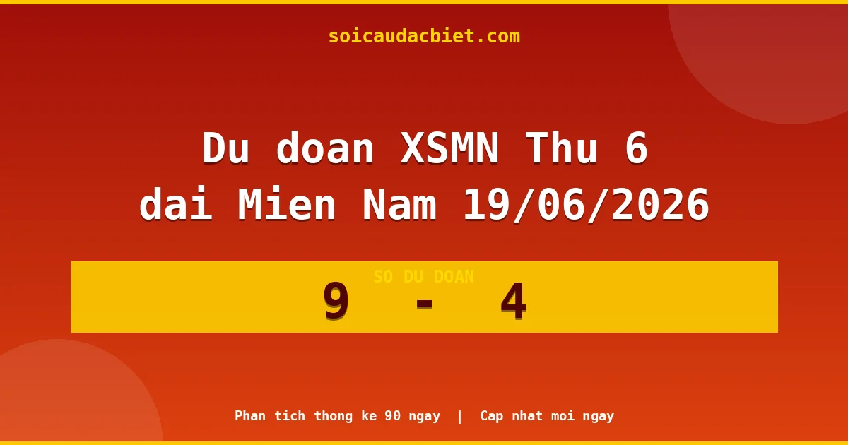 Soi cầu đầu đặc biệt 3 ngày Miền Nam hôm nay ngày 19/06/2026