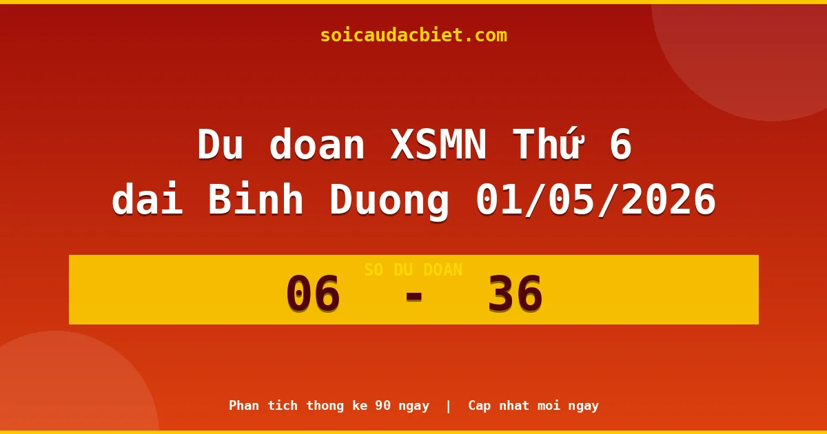 Dự đoán XSMN Thứ 6 đài Bình Dương 01/05 chuẩn xác nhất