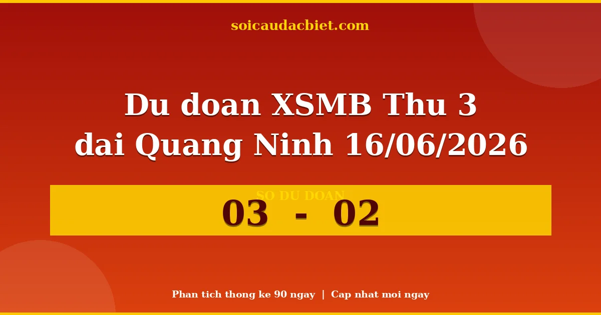 Dự đoán XSMB Thứ 3 đài Quảng Ninh 16/06 chuẩn xác nhất