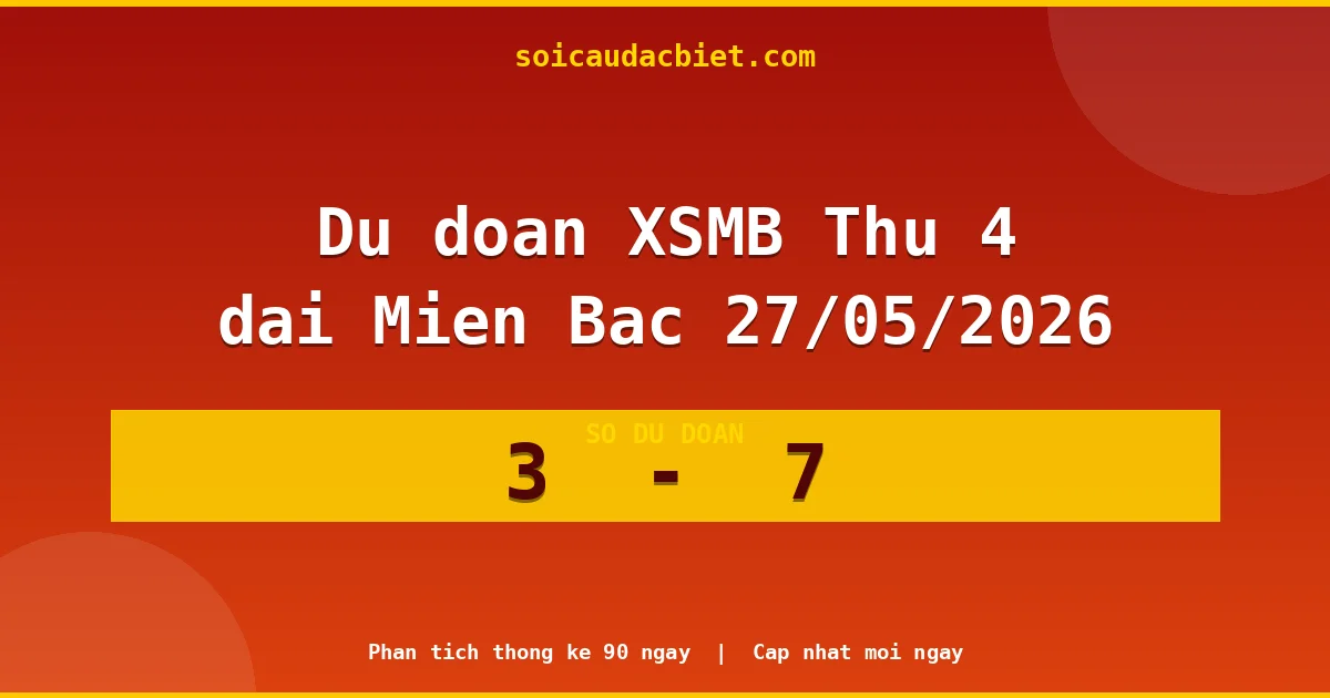 Soi cầu đầu đặc biệt 3 ngày Miền Bắc hôm nay ngày 27/05/2026