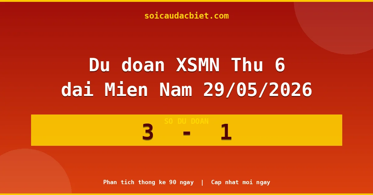 Soi cầu đầu đặc biệt 3 ngày Miền Nam hôm nay ngày 29/05/2026