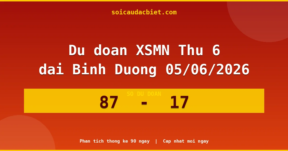 Dự đoán XSMN Thứ 6 đài Bình Dương 05/06 chuẩn xác nhất
