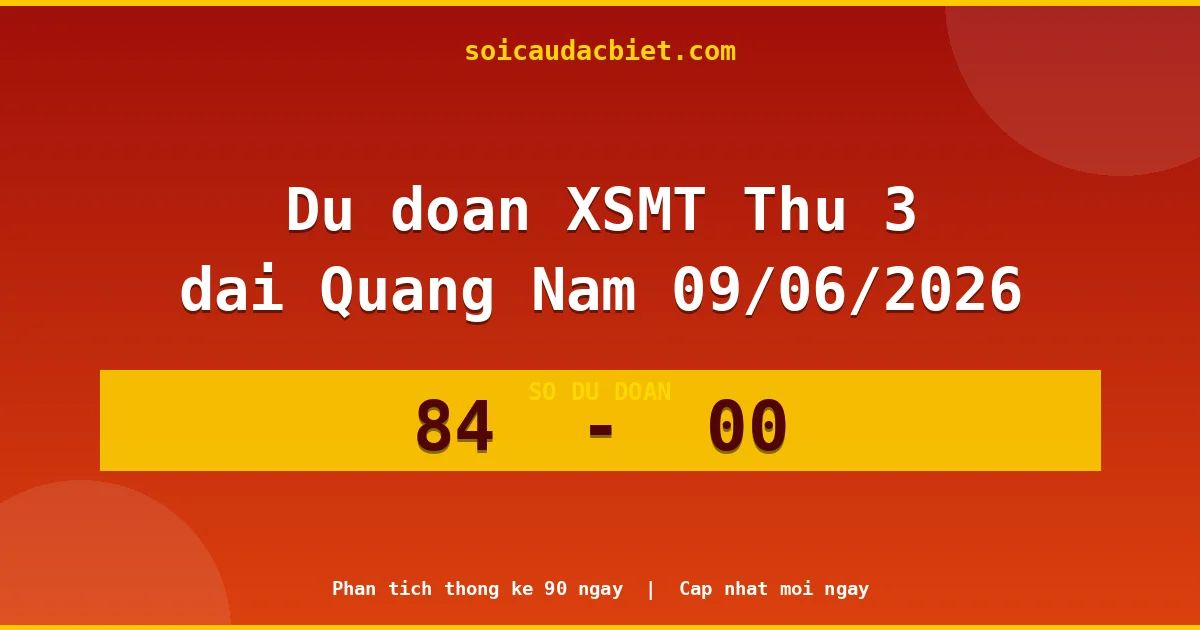 Dự đoán XSMT Thứ 3 đài Quảng Nam 09/06 chuẩn xác nhất