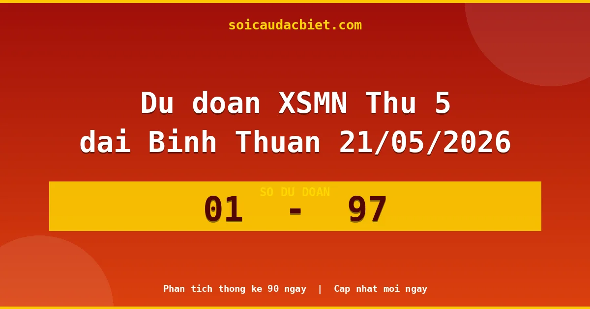 Dự đoán XSMN Thứ 5 đài Bình Thuận 21/05 chuẩn xác nhất