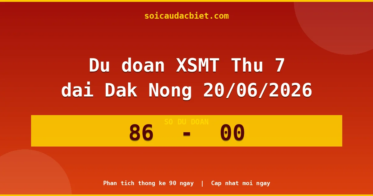 Dự đoán XSMT Thứ 7 đài Đắk Nông 20/06 chuẩn xác nhất