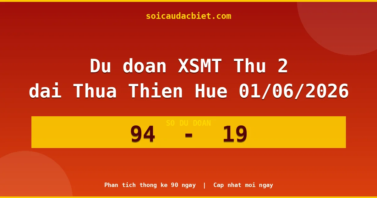 Dự đoán XSMT Thứ 2 đài Thừa Thiên Huế 01/06 chuẩn xác nhất