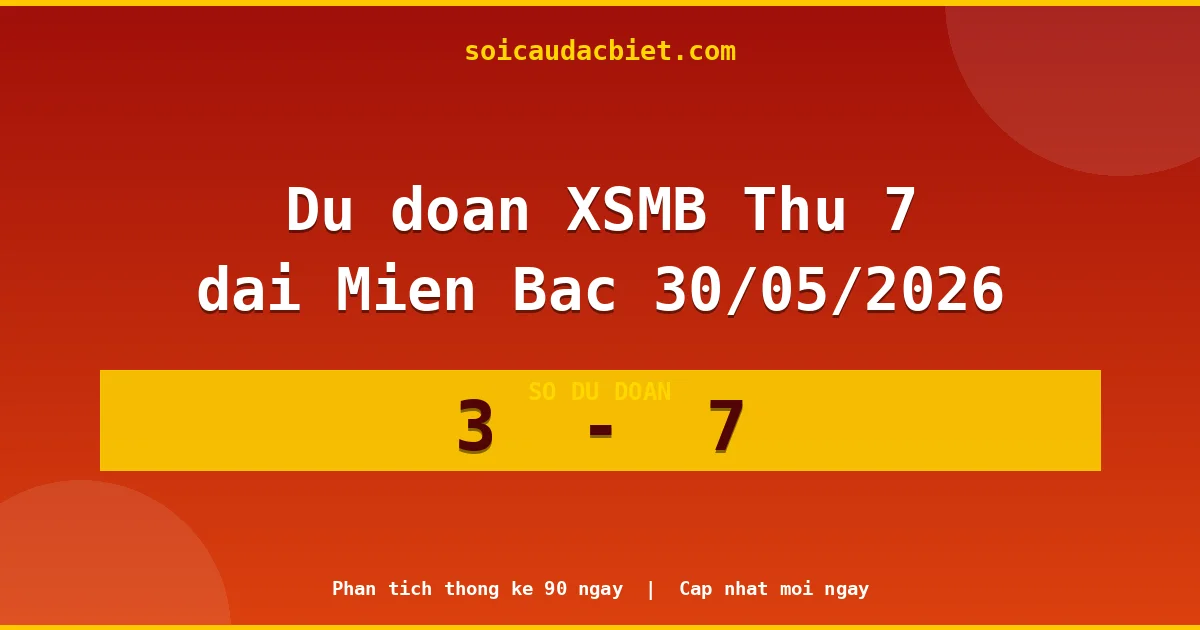 Soi cầu đầu đặc biệt 3 ngày Miền Bắc hôm nay ngày 30/05/2026