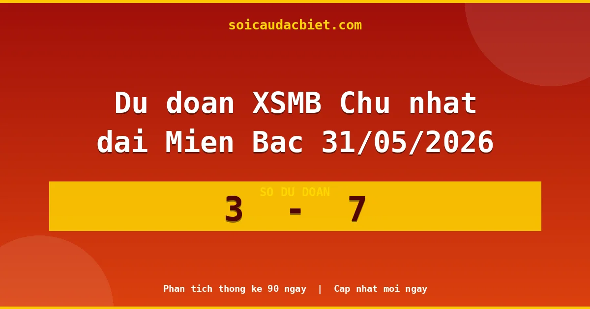 Soi cầu đầu đặc biệt 3 ngày Miền Bắc hôm nay ngày 31/05/2026