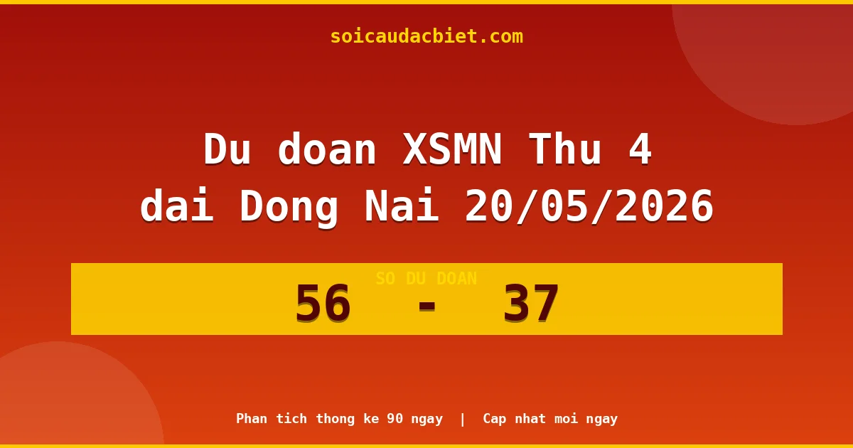 Dự đoán XSMN Thứ 4 đài Đồng Nai 20/05 chuẩn xác nhất