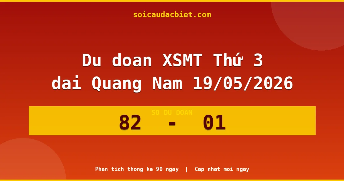 Dự đoán XSMT Thứ 3 đài Quảng Nam 19/05 chuẩn xác nhất