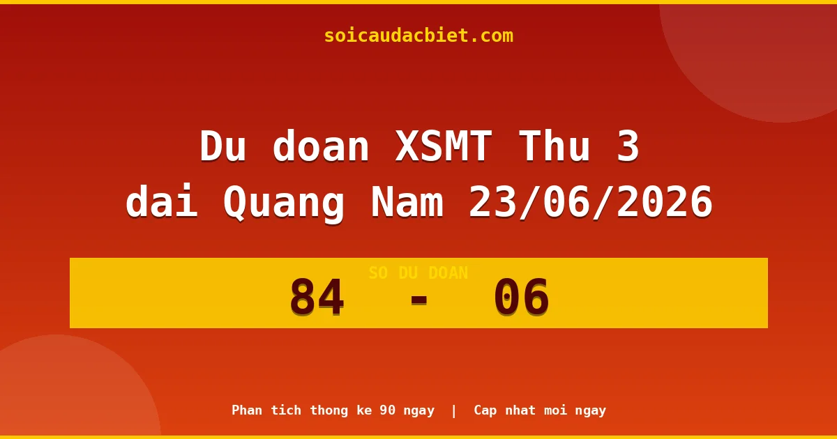 Dự đoán XSMT Thứ 3 đài Quảng Nam 23/06 chuẩn xác nhất