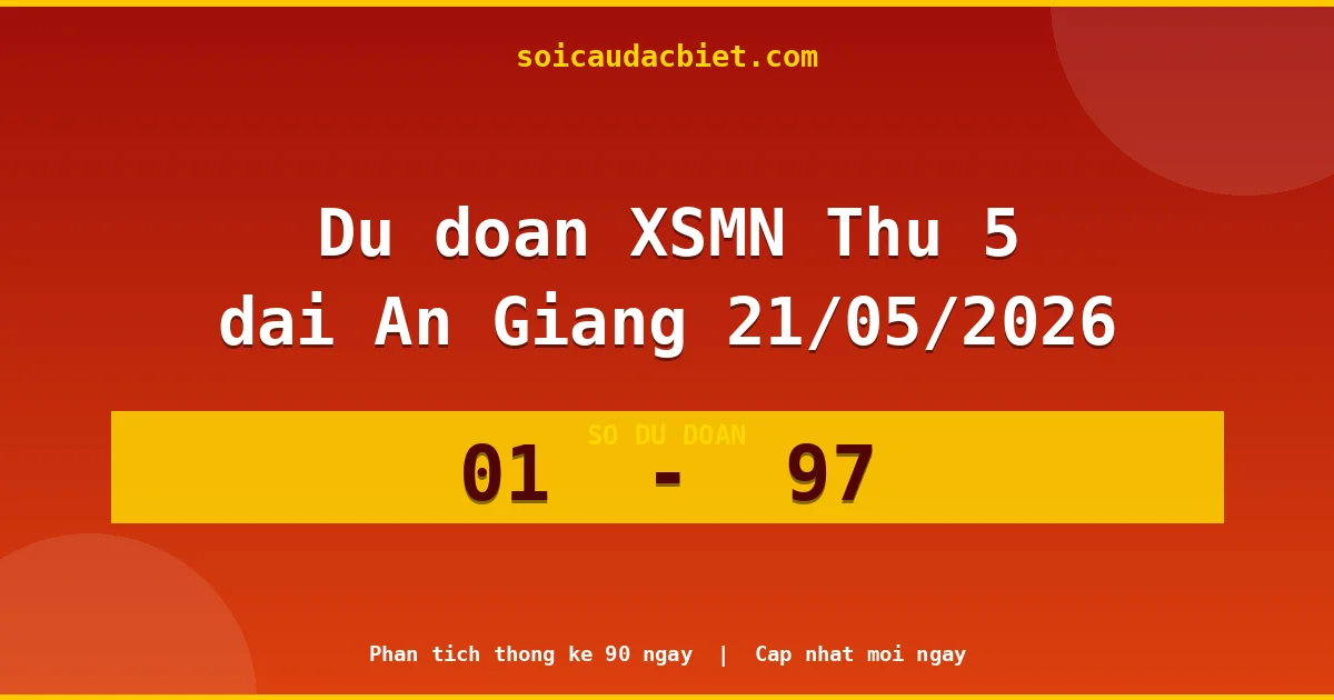 Dự đoán XSMN Thứ 5 đài An Giang 21/05 chuẩn xác nhất