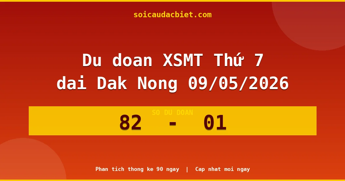 Dự đoán XSMT Thứ 7 đài Đắk Nông 09/05 chuẩn xác nhất