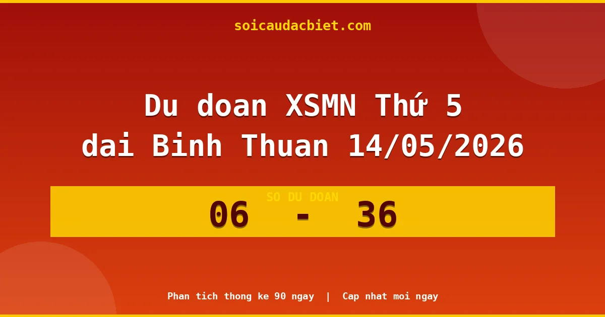 Dự đoán XSMN Thứ 5 đài Bình Thuận 14/05 chuẩn xác nhất