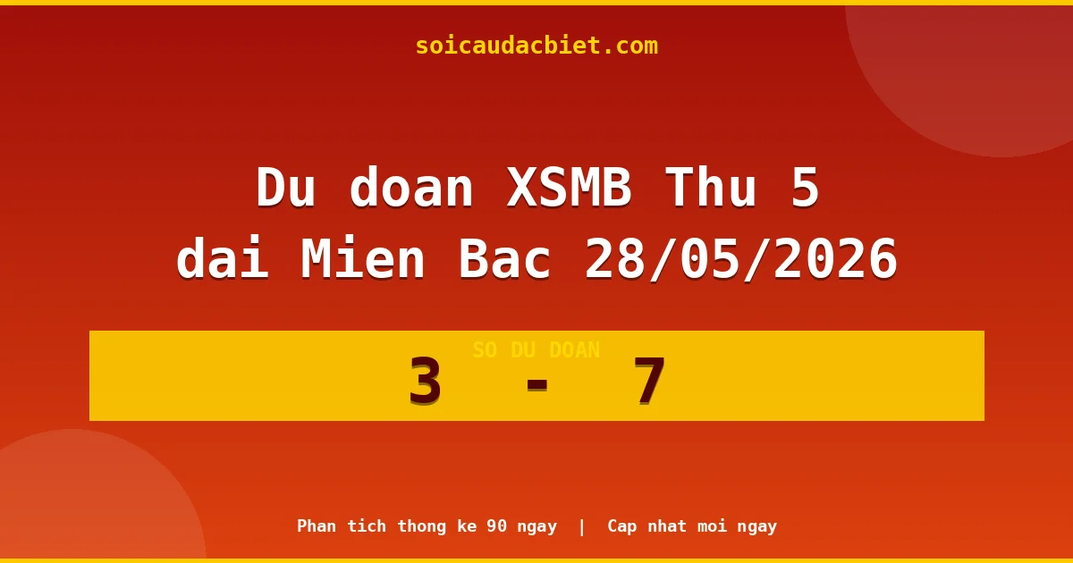 Soi cầu đầu đặc biệt 3 ngày Miền Bắc hôm nay ngày 28/05/2026