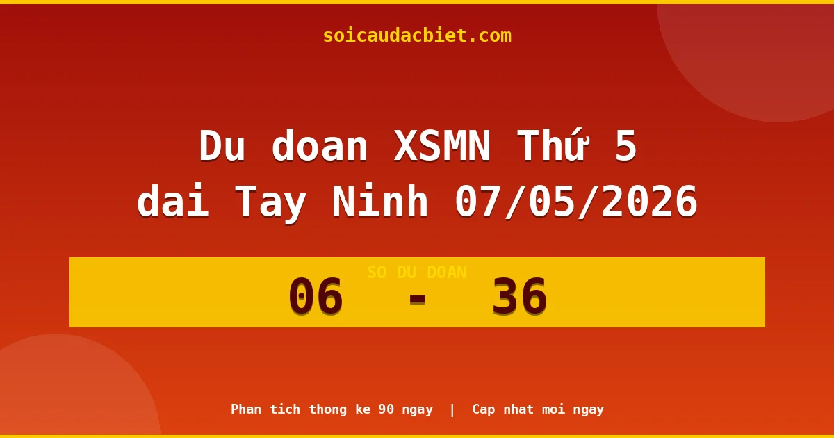 Dự đoán XSMN Thứ 5 đài Tây Ninh 07/05 chuẩn xác nhất